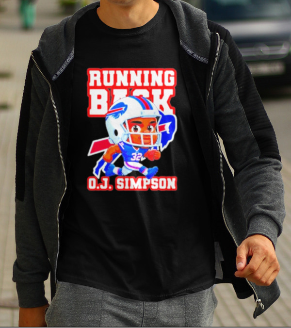 Running Back O.J. Simpson Cartoon Buffalo Bills Football Player T-Shirt