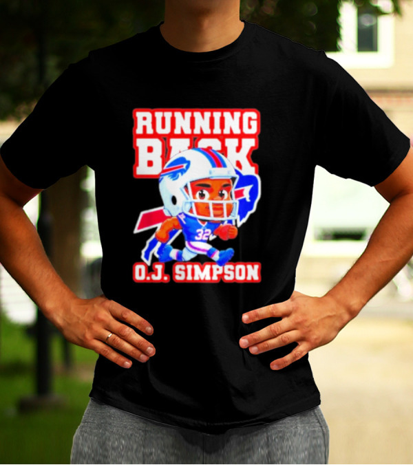 Running Back O.J. Simpson Cartoon Buffalo Bills Football Player T-Shirt