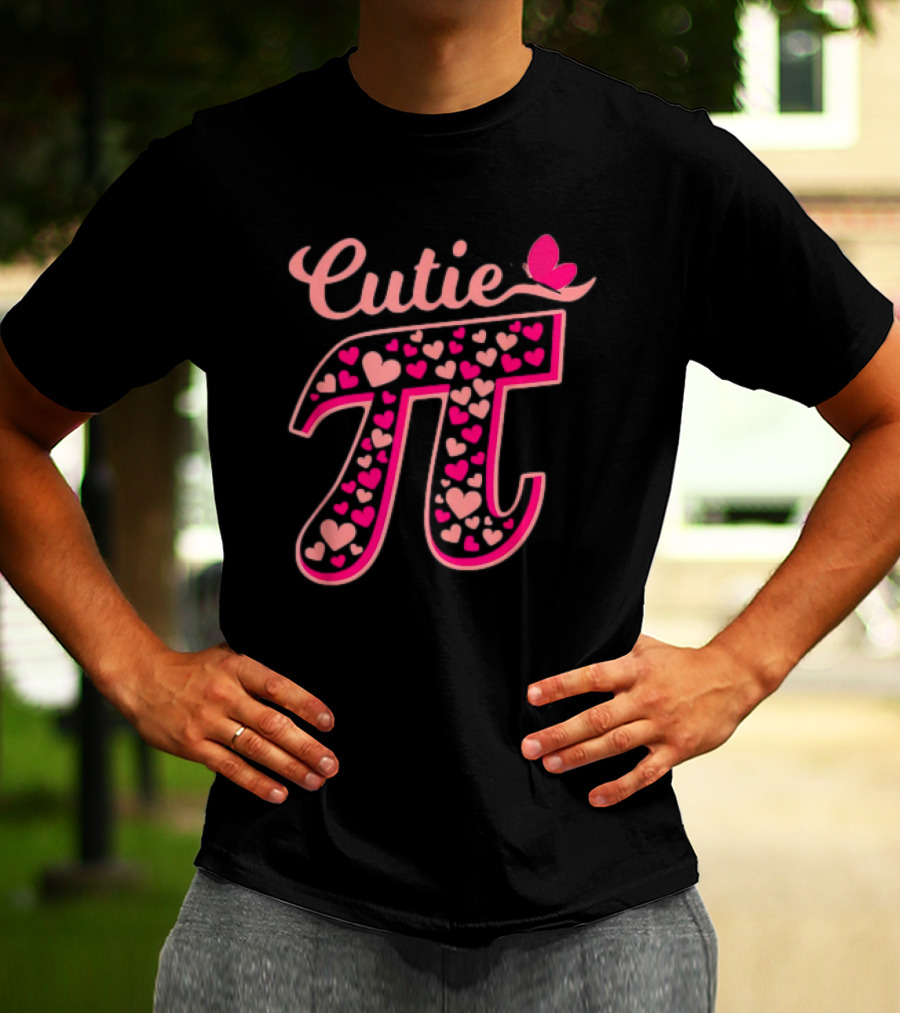 Cutie Pi Day Women Kids Men Toddler Math Teacher Butterfly Hearts T-Shirt