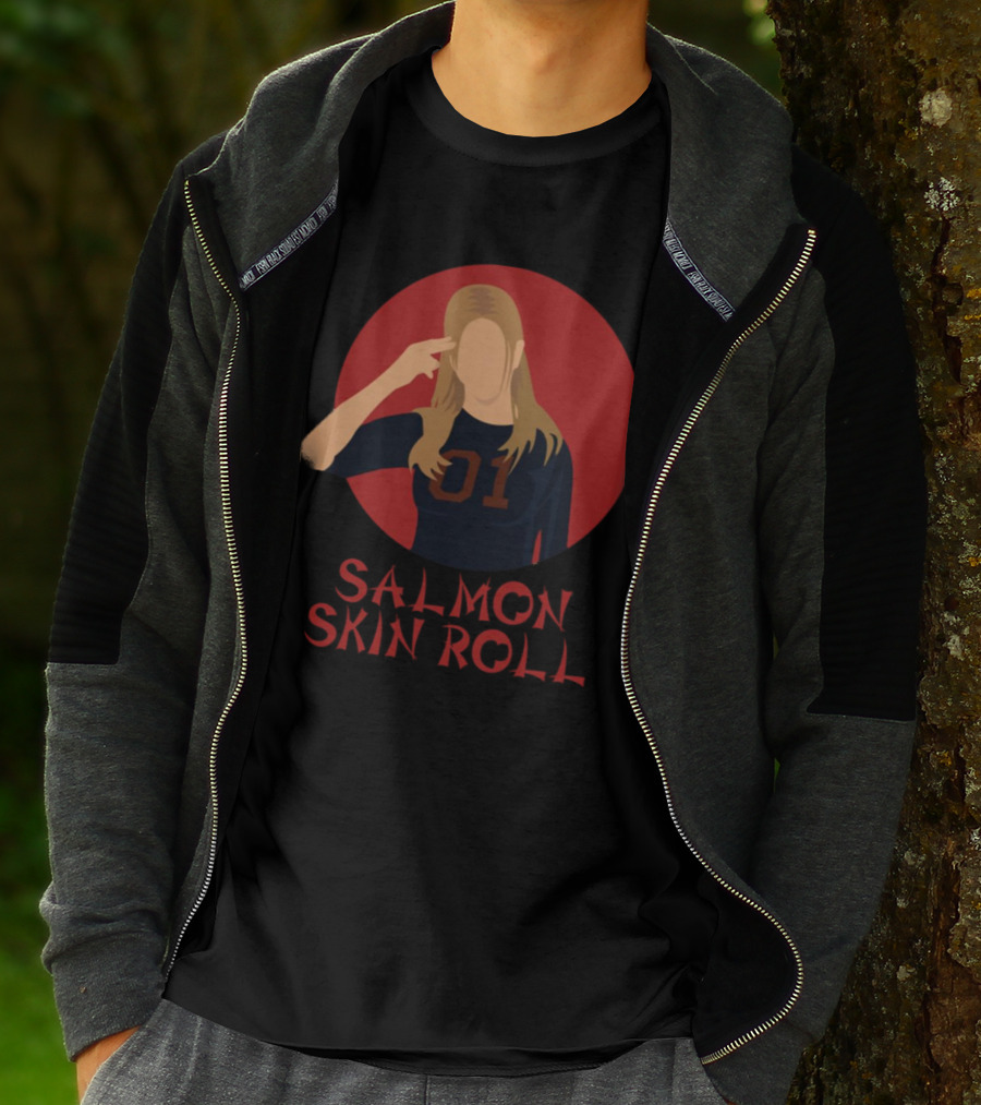 Salmon Skin Roll 01 Gesture Red Circle Background T-Shirt