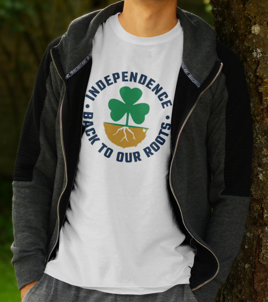 Independence Shamrock Emblem Back To Our Roots T-Shirt