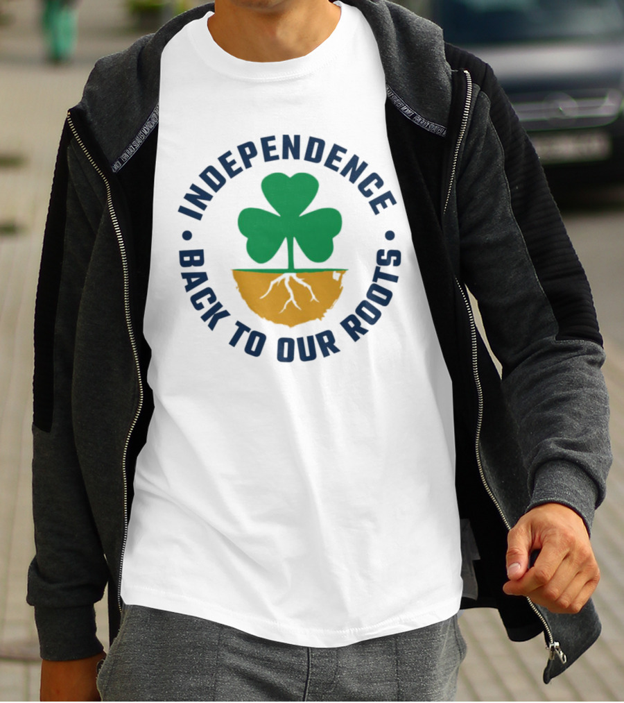 Independence Shamrock Emblem Back To Our Roots T-Shirt