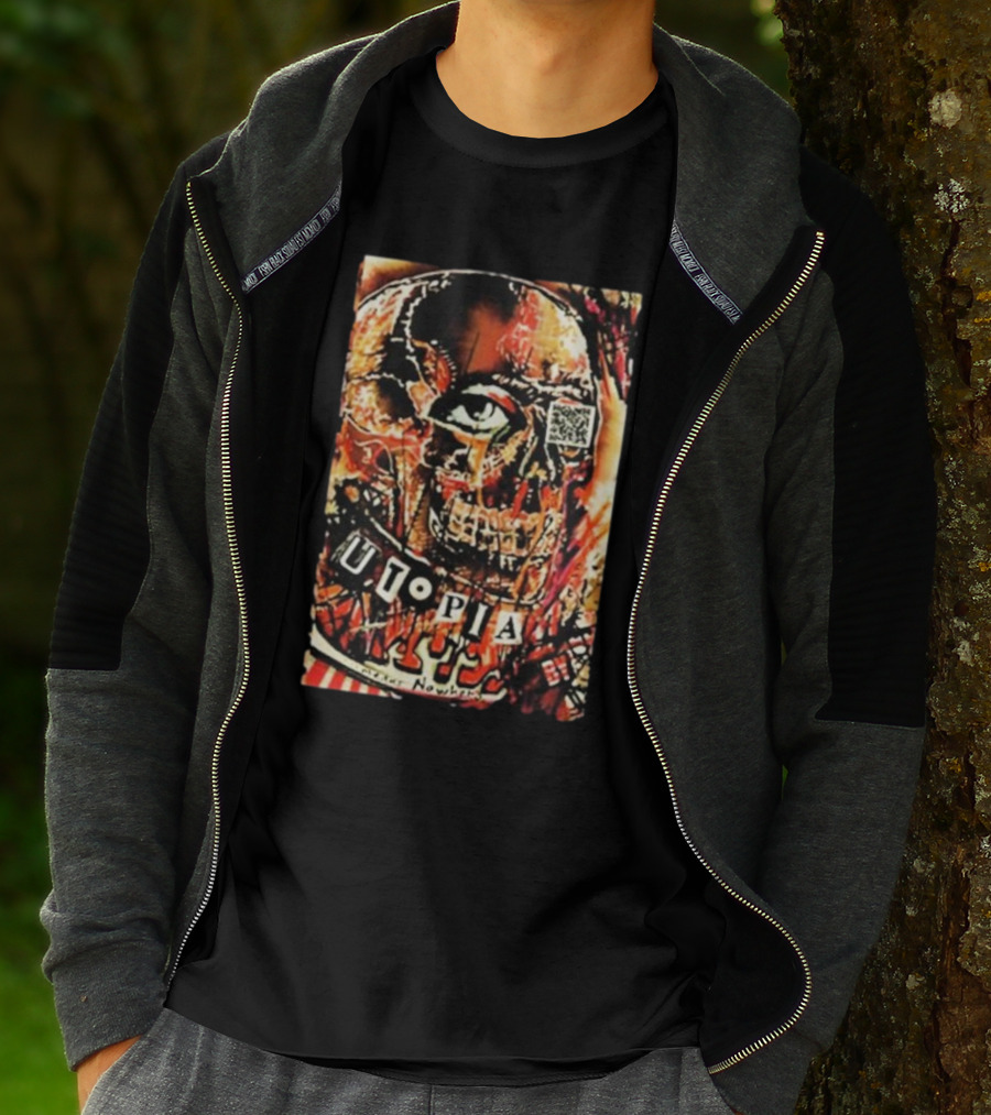Utopia Means Nowhere Glitched Skull Collage With Eye And QR Code T-Shirt