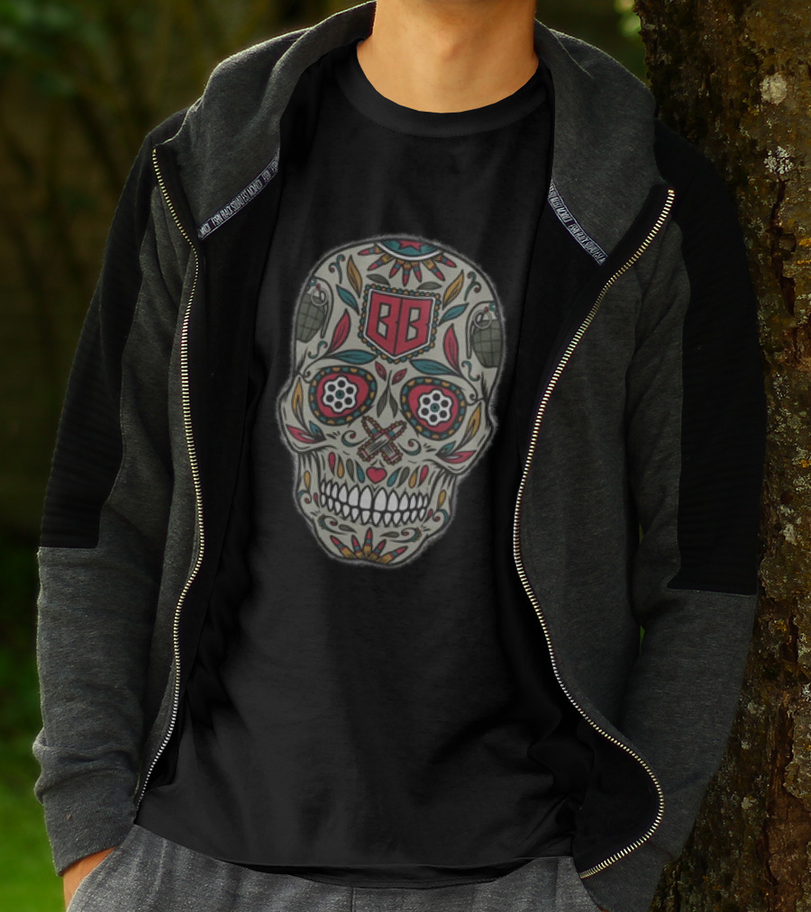 Bunker Branding BB Calaveras Skull Design With Grenades And Crossed Guns T-Shirt