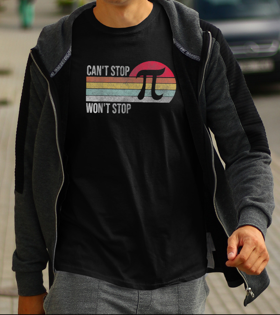 Can't Stop Pi Won't Stop Pi Vintage Math Lover Retro Stripes T-Shirt