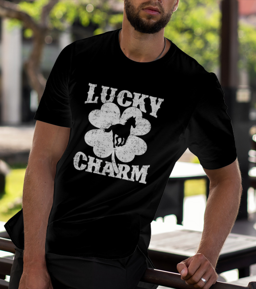 Lucky Charm Horse Lover Shamrock St Patrick's Day T-Shirt