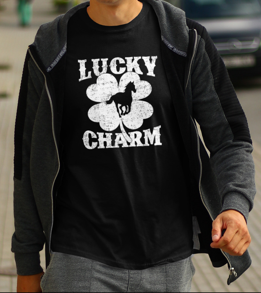 Lucky Charm Horse Lover Shamrock St Patrick's Day T-Shirt