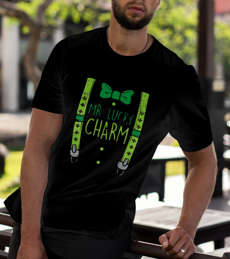 Mr Lucky Charm Suspenders St Patricks Day Boys T-Shirt