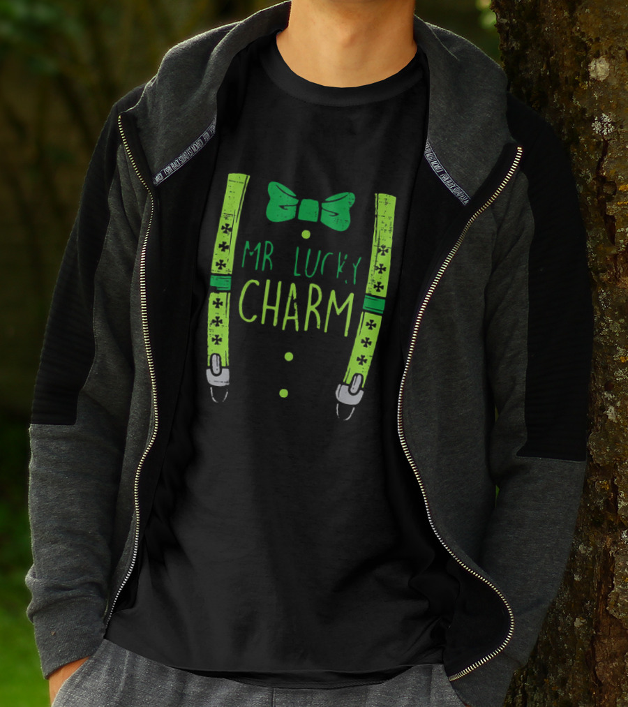 Mr Lucky Charm Suspenders St Patricks Day Boys T-Shirt