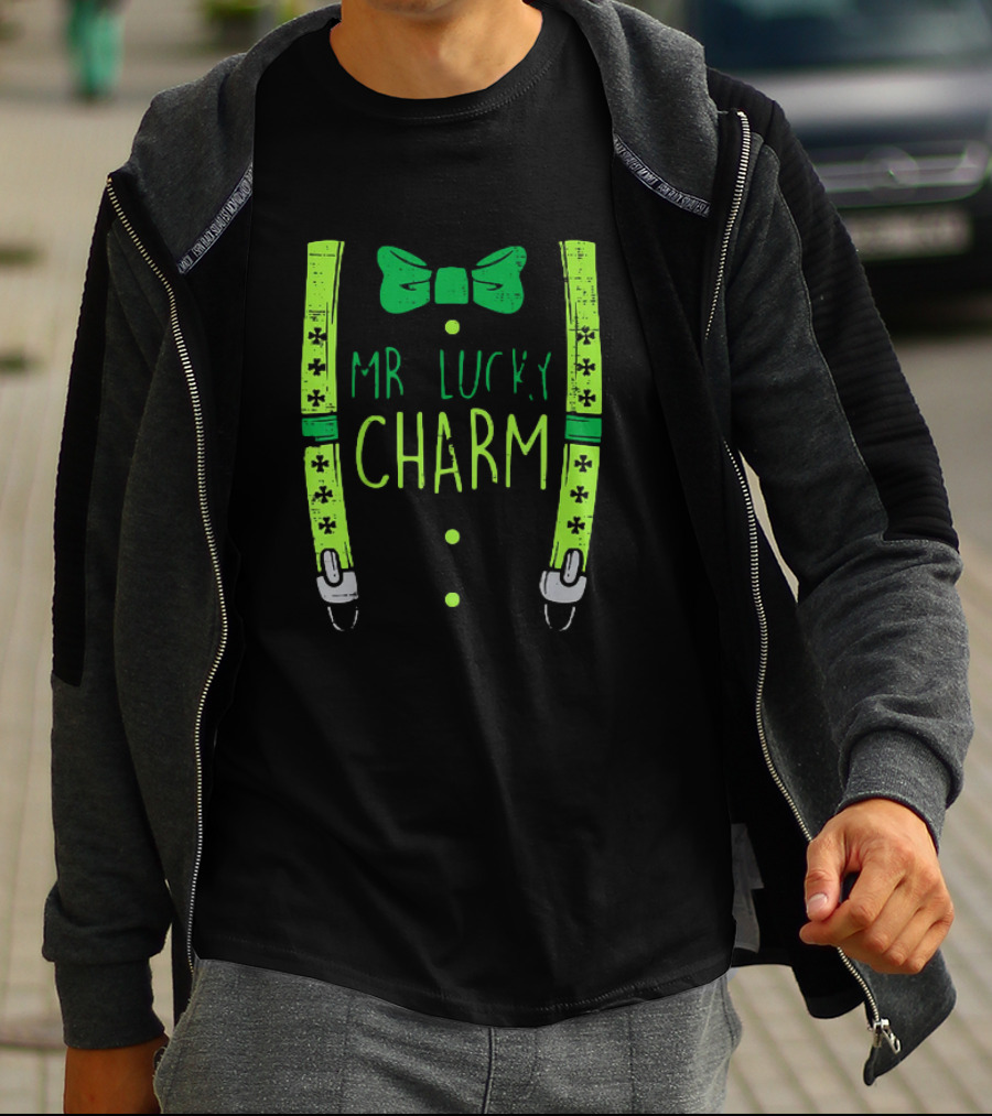 Mr Lucky Charm Suspenders St Patricks Day Boys T-Shirt