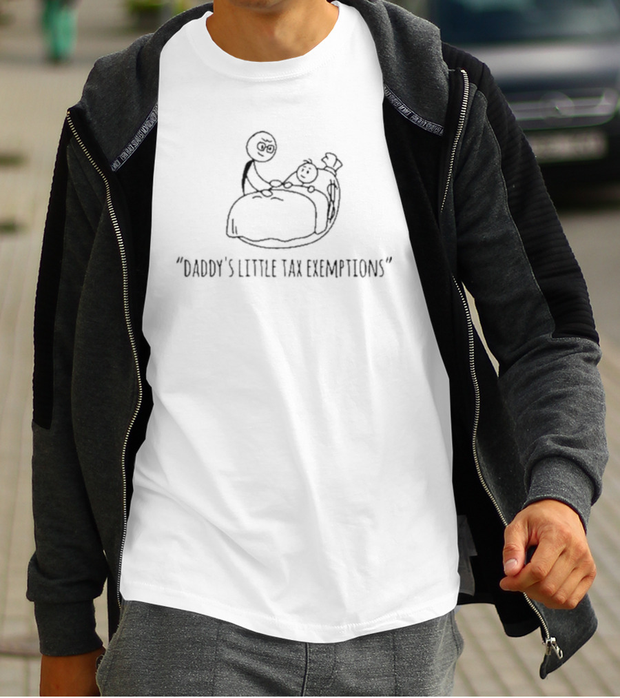 Daddy's Little Tax Exemptions Funny Stick Figure Comic Sketch T-Shirt