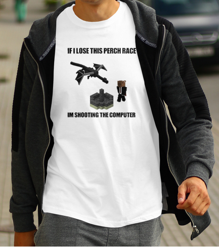 If I Lose This Perch Race I'm Shooting The Computer Minecraft Ender Dragon Pixel T-Shirt