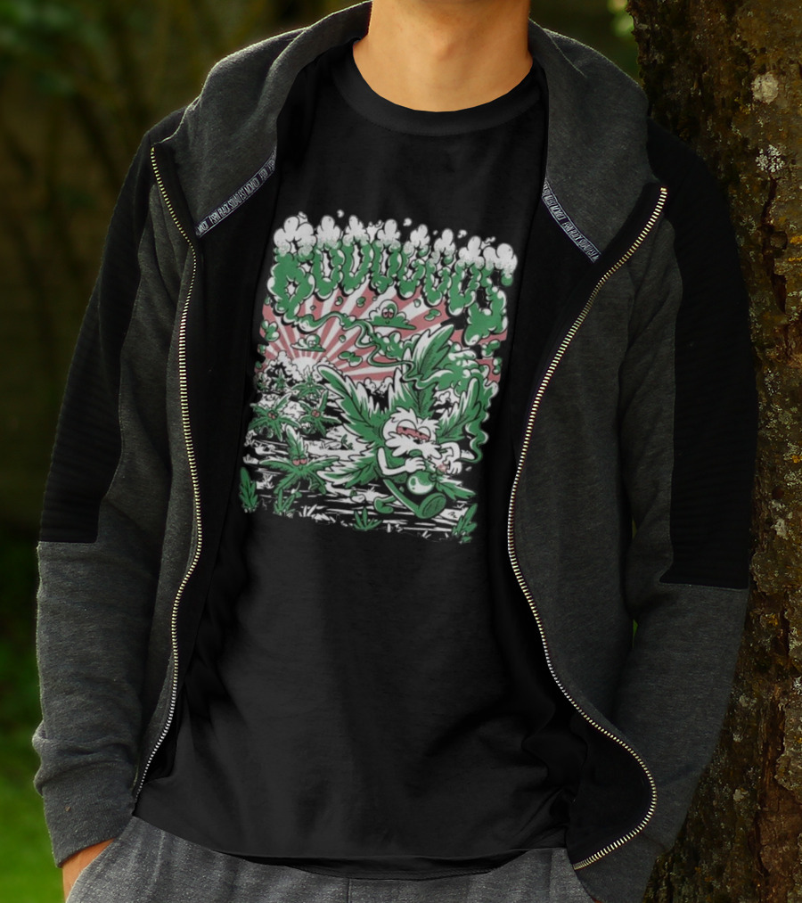 Bodoggos 4-20 Cartoon Dogs With Smoke And Green Leaves T-Shirt