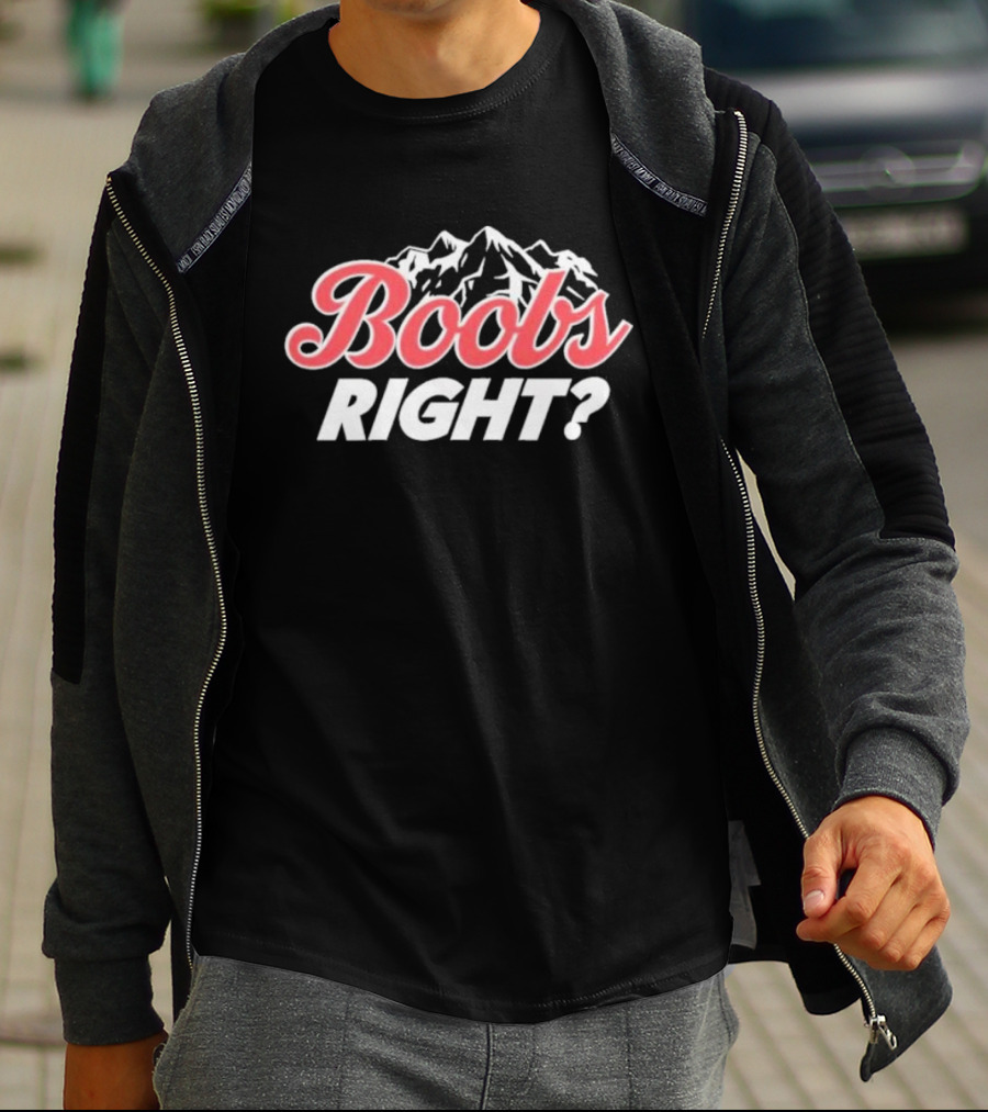 Boobs Right Mountain Parody Text T-Shirt