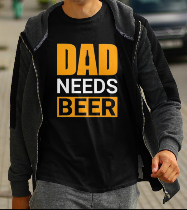 DAD NEEDS BEER Iconic Classic T-Shirt