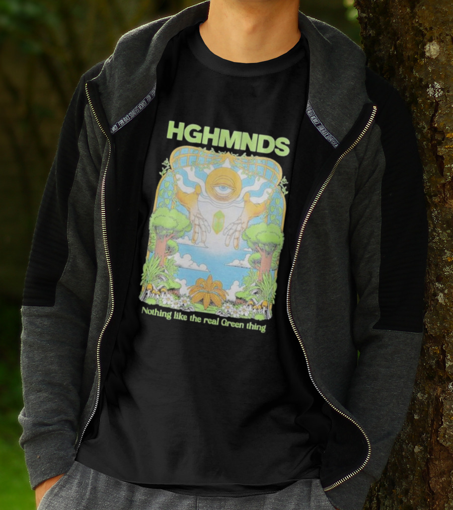 HGHMNDS Nothing Like The Real Green Thing Eye And Hands Above Nature Scene T-Shirt