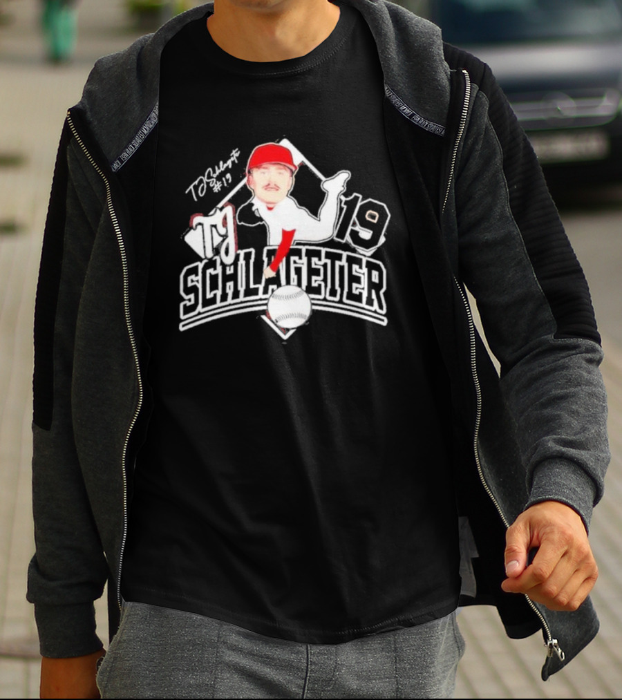 Louisville Cardinals TJ Schlageter 19 Baseball Cartoon T-Shirt