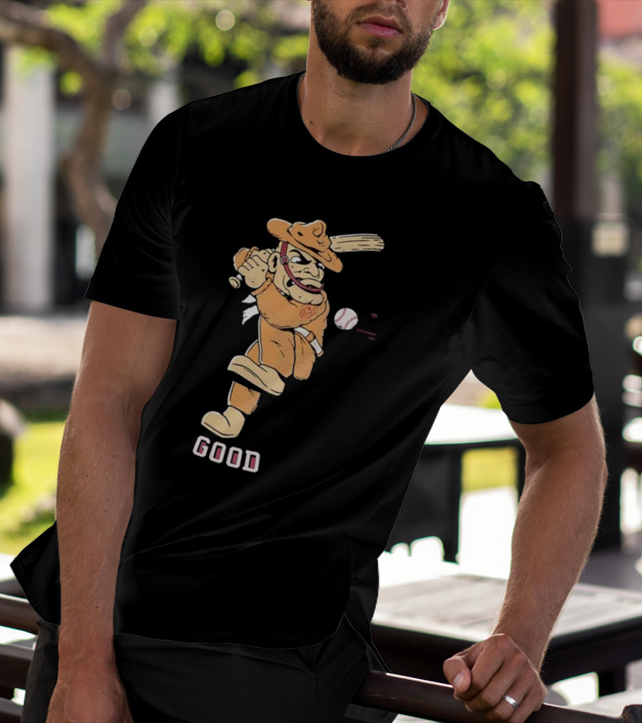 Good Tam Baseball Comic Character Swinging At Pitch T-Shirt
