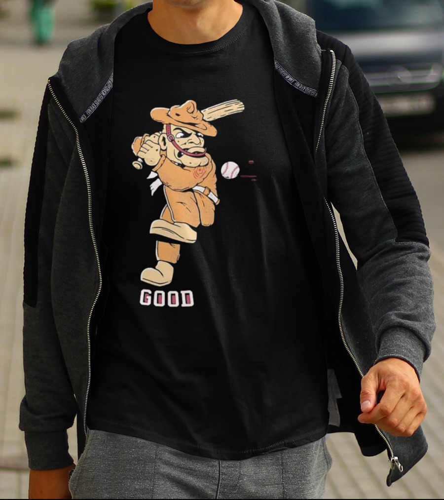 Good Tam Baseball Comic Character Swinging At Pitch T-Shirt