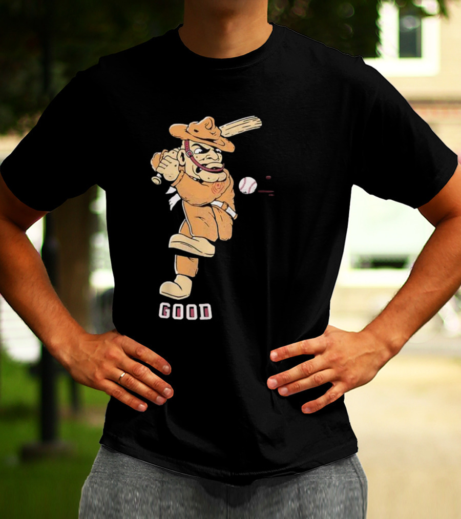 Good Tam Baseball Comic Character Swinging At Pitch T-Shirt