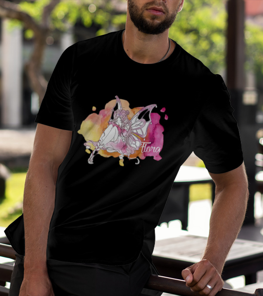 Flora Winx Club Merch Shine Bright Watercolor Wings T-Shirt