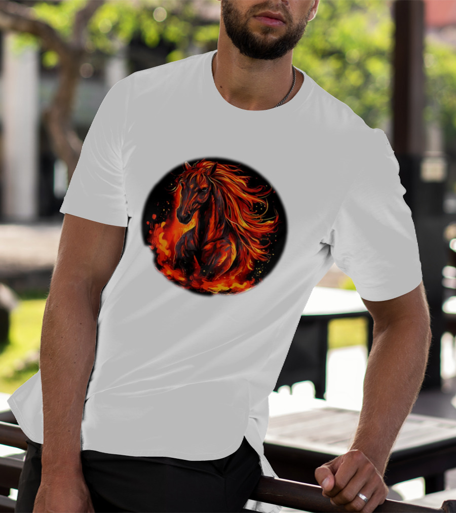 Funny Flaming Horse For Burning Flames Lovers T-Shirt
