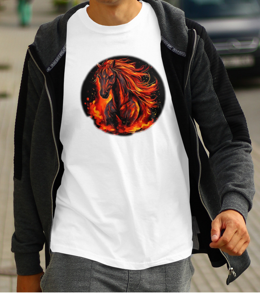 Funny Flaming Horse For Burning Flames Lovers T-Shirt