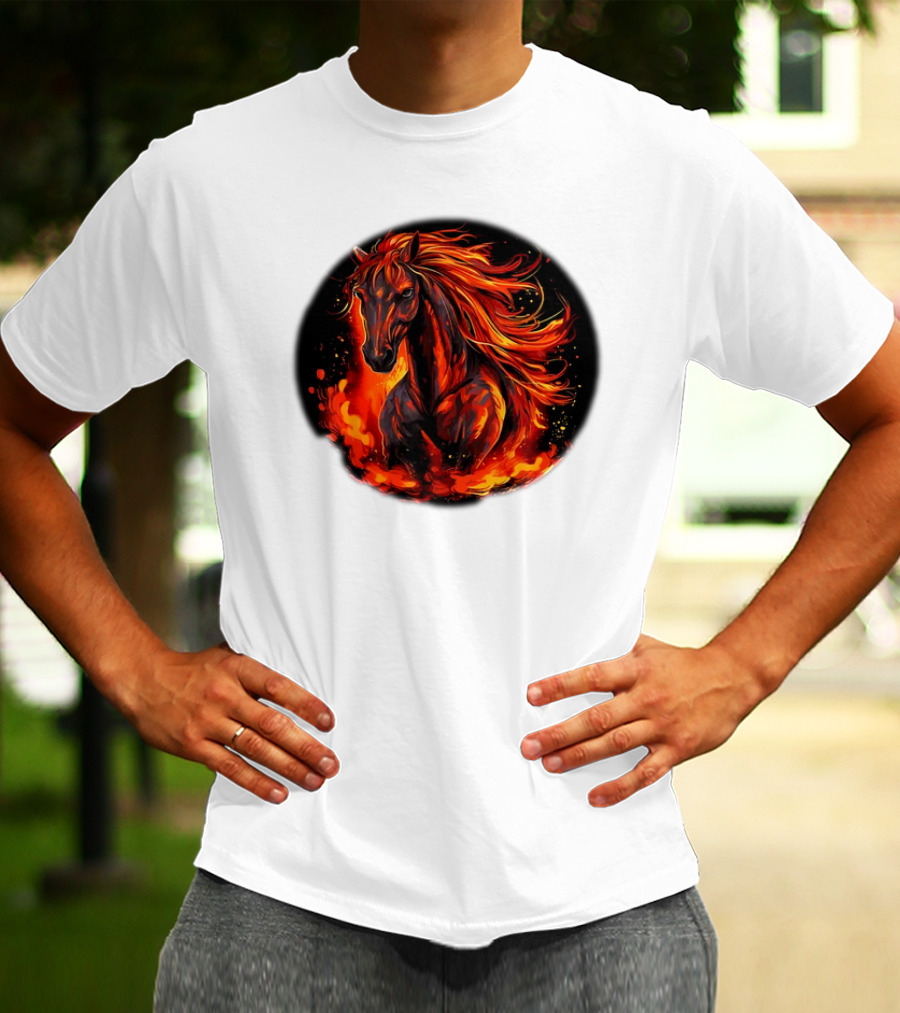 Funny Flaming Horse For Burning Flames Lovers T-Shirt