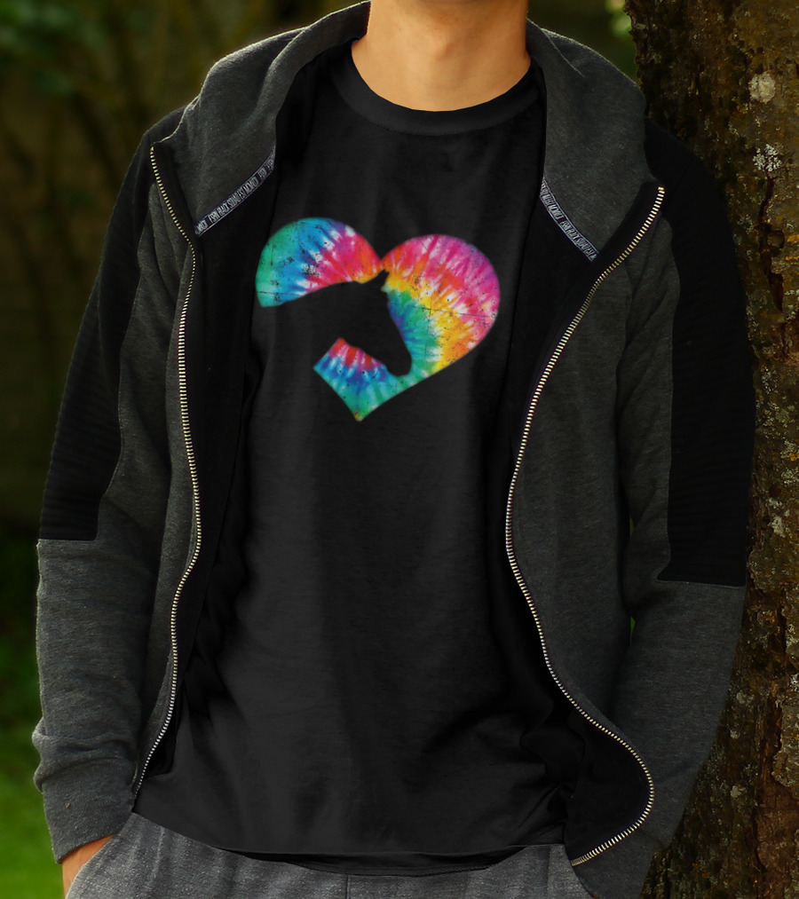 Tie-Dye Heart Horse Lover T-Shirt