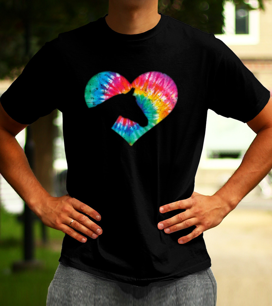 Tie-Dye Heart Horse Lover T-Shirt