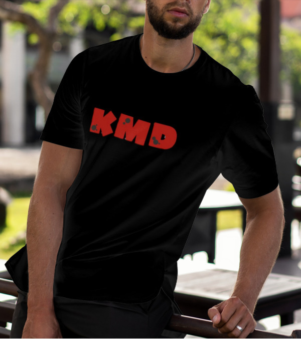KMD Red Text With Paint Splatter Effect T-Shirt