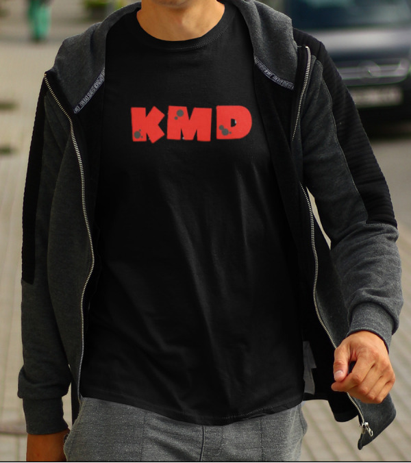 KMD Red Text With Paint Splatter Effect T-Shirt