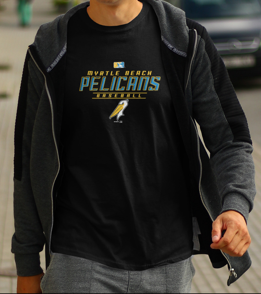 Myrtle Beach Pelicans Baseball Bimm Ridder Youth Dri Fit Logo Backdrop T-Shirt