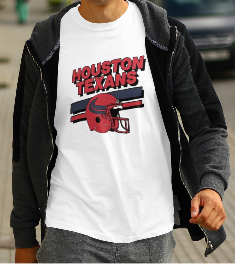 Houston Texans Vintage Helmet Stripes Retro Homage T-Shirt
