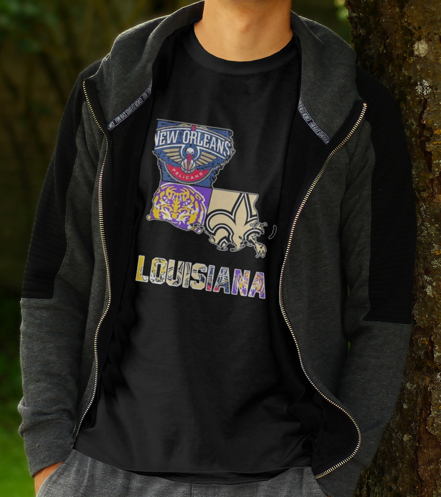 New Orleans Pelicans LSU Tigers New Orleans Saints Louisiana Pride T-Shirt