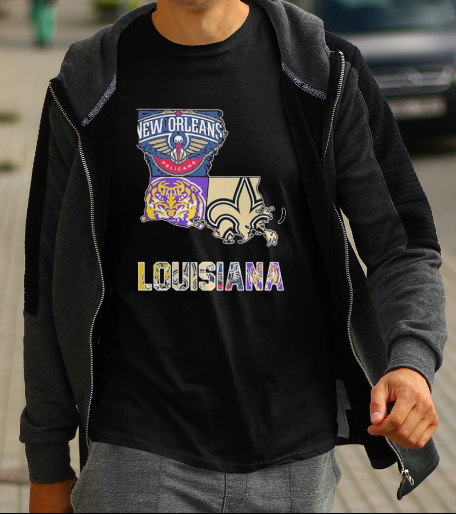 New Orleans Pelicans LSU Tigers New Orleans Saints Louisiana Pride T-Shirt