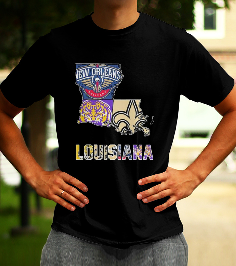 New Orleans Pelicans LSU Tigers New Orleans Saints Louisiana Pride T-Shirt