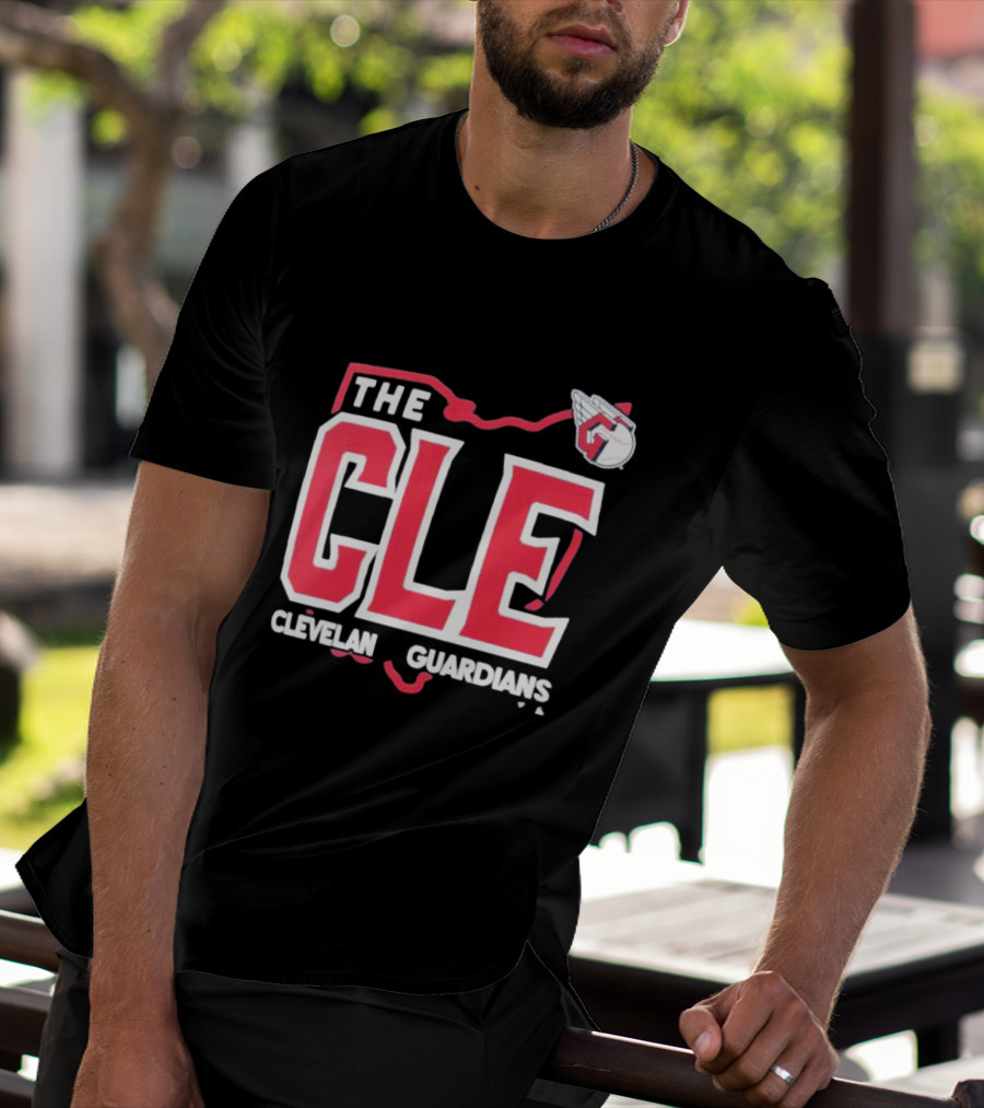 Cleveland Guardians The CLE 216 Map Logo Winged Baseball Emblem T-Shirt