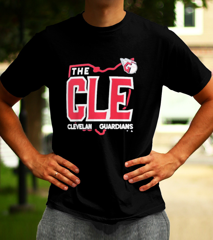 Cleveland Guardians The CLE 216 Map Logo Winged Baseball Emblem T-Shirt