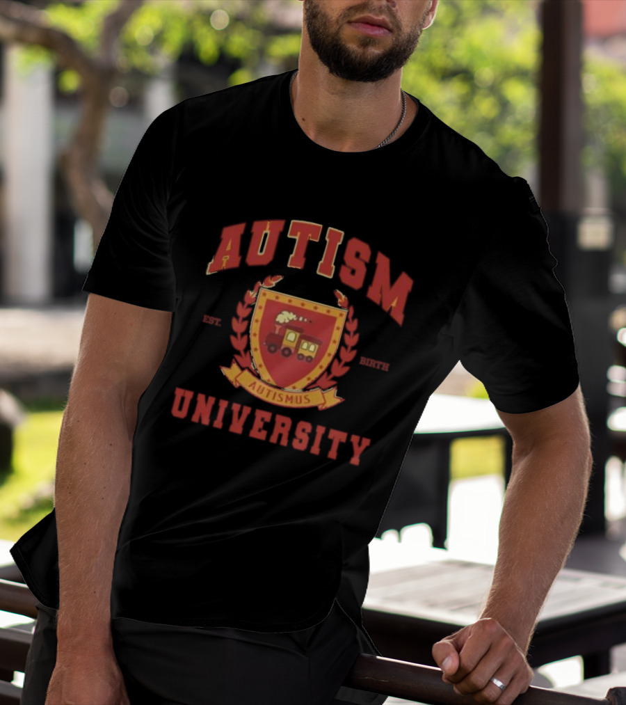 Autism University Est Birth Autismus Crest Train Emblem T-Shirt