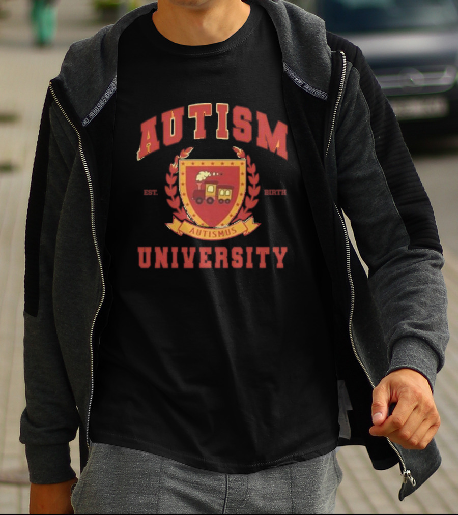 Autism University Est Birth Autismus Crest Train Emblem T-Shirt