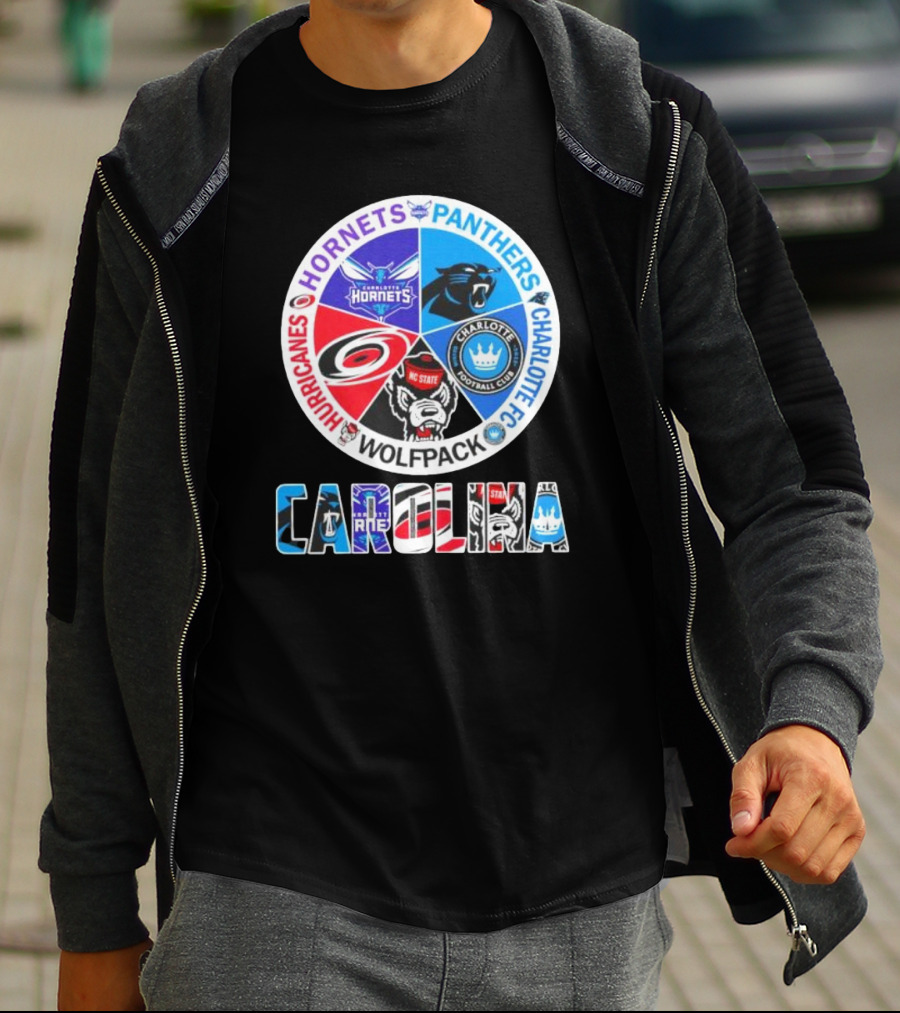 Carolina Panthers Hornets Hurricanes Wolfpack Charlotte FC Sports Teams T-Shirt