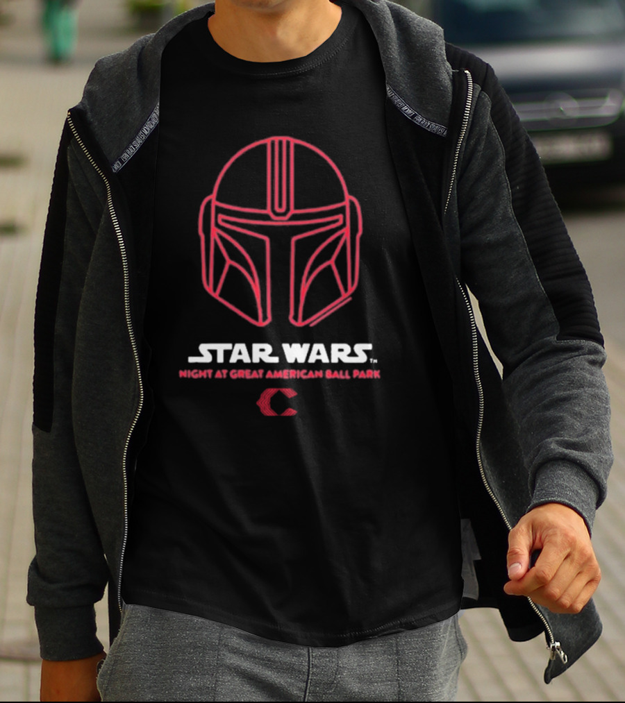 Star Wars Night At Great American Ball Park Mandalorian Helmet Reds T-Shirt