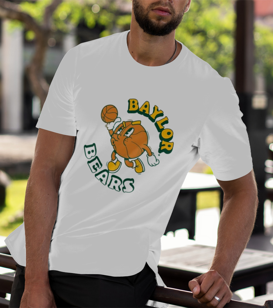 Baylor Bears Basketball Vintage Cartoon Logo Youth Green T-Shirt