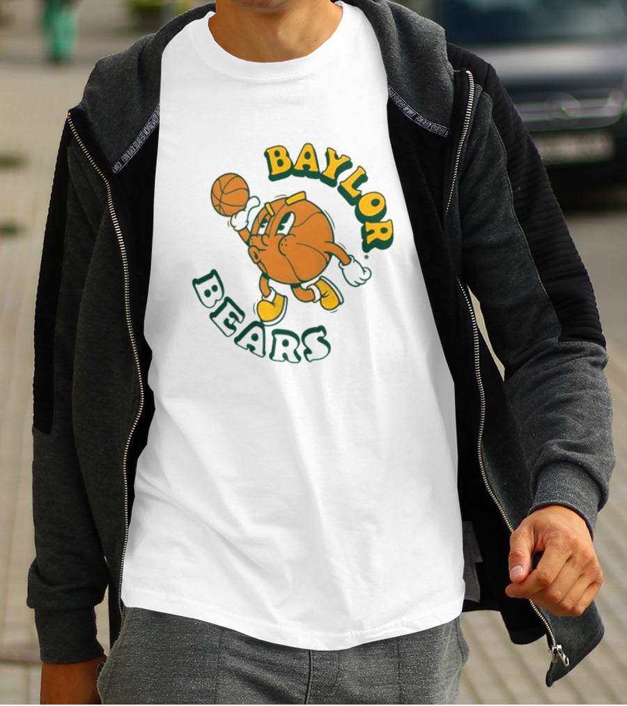 Baylor Bears Basketball Vintage Cartoon Logo Youth Green T-Shirt