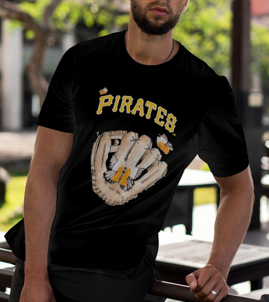 Pittsburgh Pirates Toddler Butterfly Baseball Glove Tiny Turnip T-Shirt