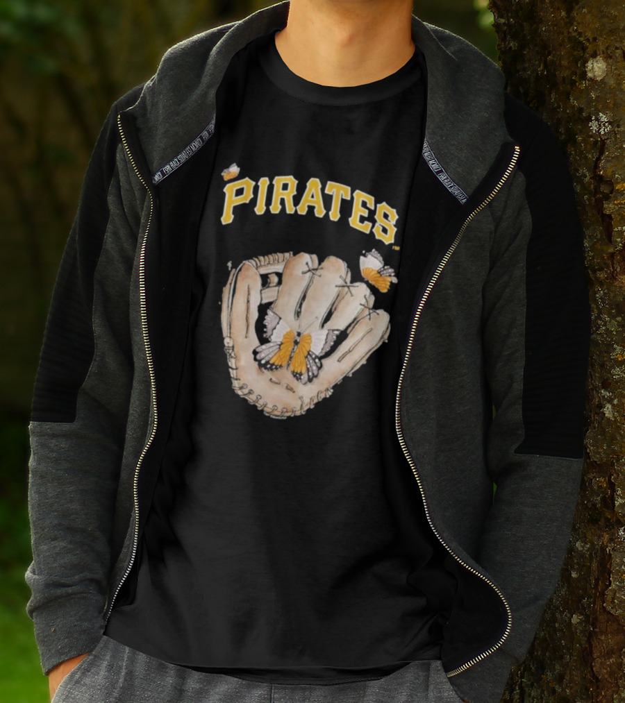 Pittsburgh Pirates Toddler Butterfly Baseball Glove Tiny Turnip T-Shirt