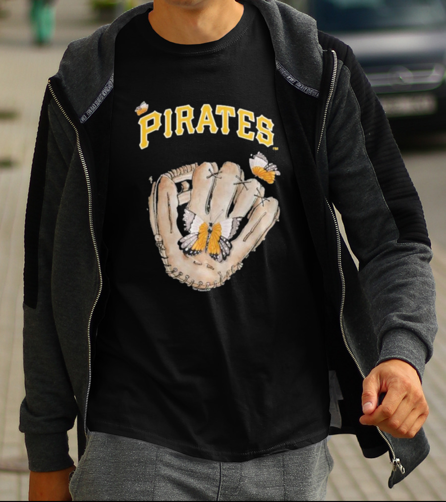 Pittsburgh Pirates Toddler Butterfly Baseball Glove Tiny Turnip T-Shirt