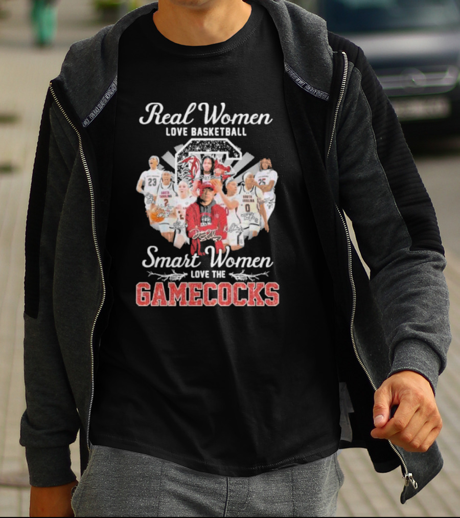 Real Women Love Basketball Smart Women Love The Gamecocks Signatures T-Shirt