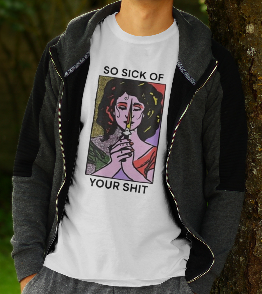 So Sick Of Your Shit Woman Holding Knife Colorful Pop T-Shirt